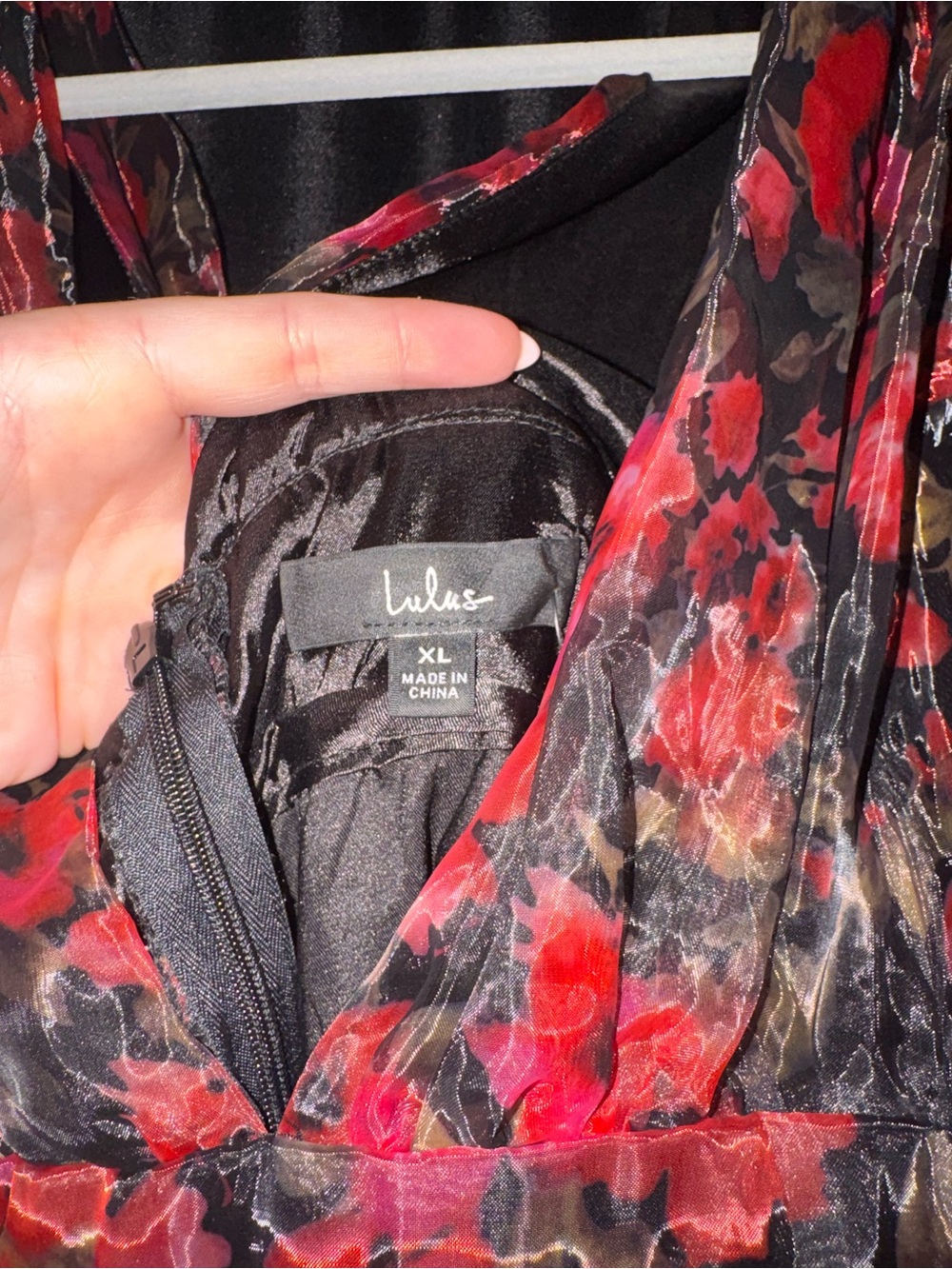 Lulu's Red and Black Floral Maxi Dress - Picture 3 of 4